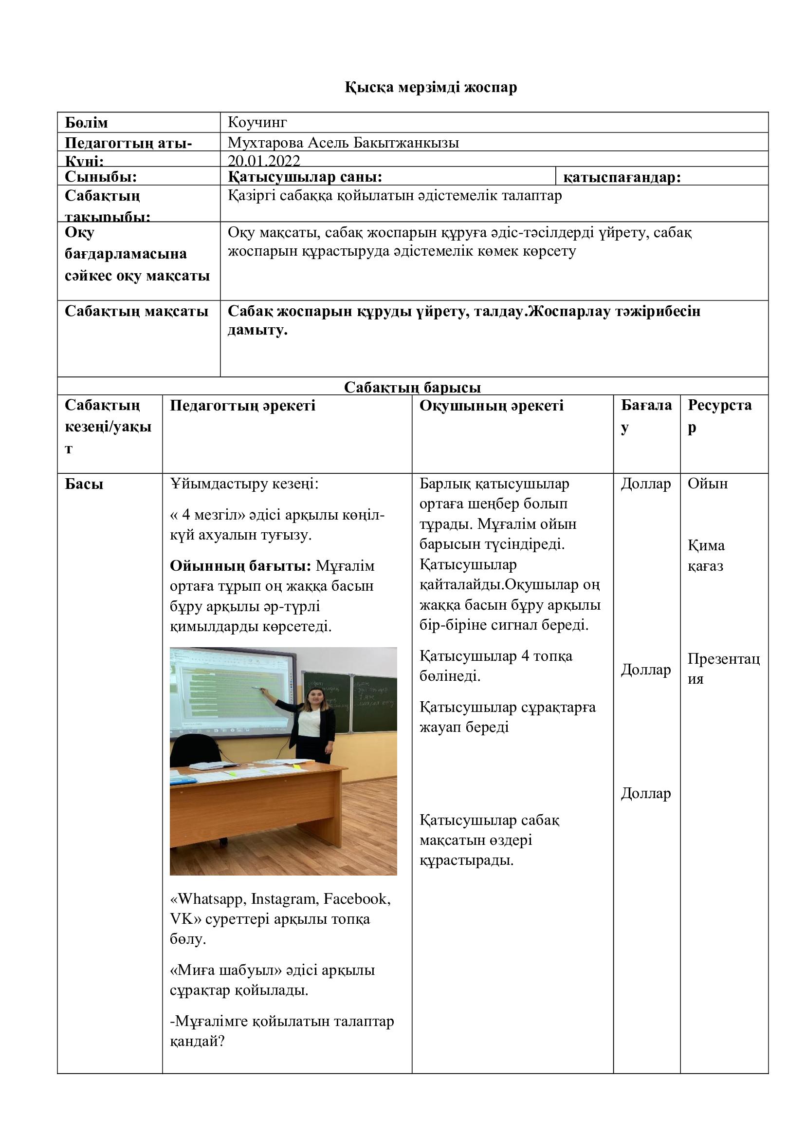 Қысқа мерзімді жоспар коучинг